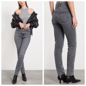 NEW SLVRLAKE Beatnik High Rise Slim Jeans (Sz 24) Gray Harvest Moon